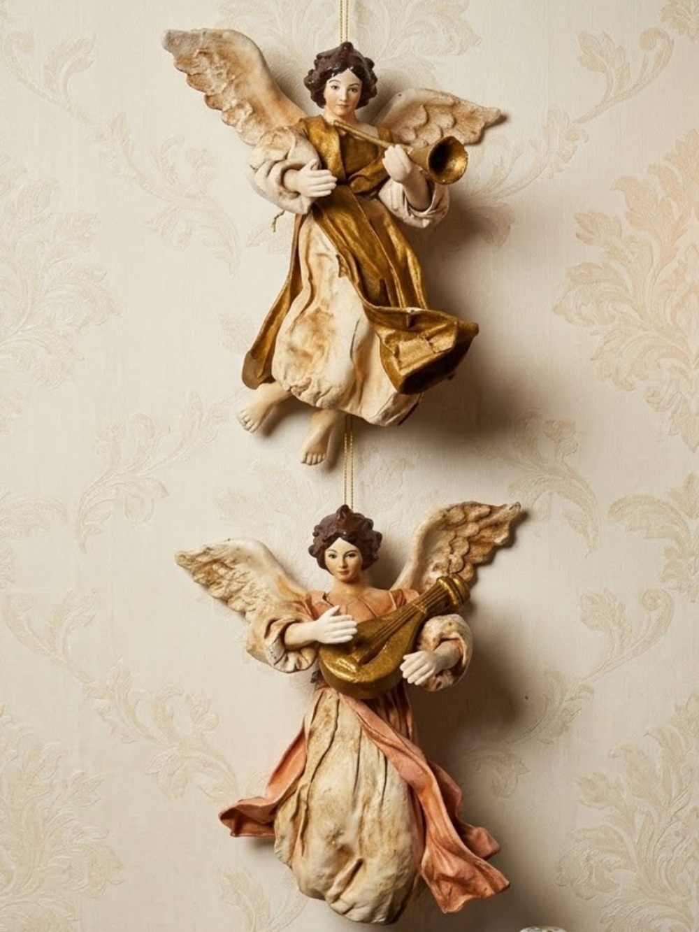 Vintage Angel Ornament Crafted in a traditional Italian paper mache